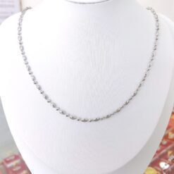 DÂY CHUYỀN BI TRÒN XEN KẼ BI CÀ NA VÀNG TRẮNG PNJ 10K