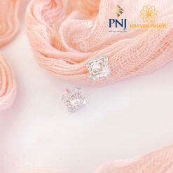 BÔNG TAI VÀNG TRẮNG PNJ 10K ĐÍNH ĐÁ CZ
