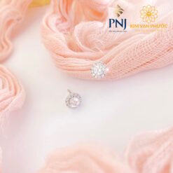 BÔNG TAI VÀNG TRẮNG PNJ 10K ĐÍNH ĐÁ CZ