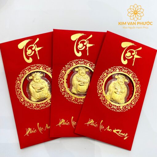 Bao lì xì Túi Thần Tài lõi Vàng 24K – Túi Thần Tài may mắn