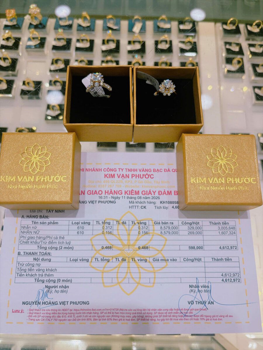Hóa đơn vàng bao gồm trọng lượng và tiền công